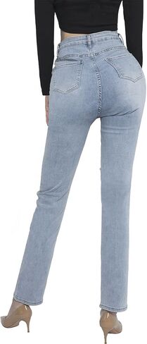 PMZM Stretch Jeans for Women High Waisted Womens Distressed Straight Leg Jean in Saudi Arabia