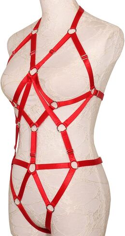 Women Body Harness Bra Set: Strappy Lingerie Set, Adjustable Cupless Cage Bra,Eastic Punk Gothic Strap Harness Belt in Kuwait