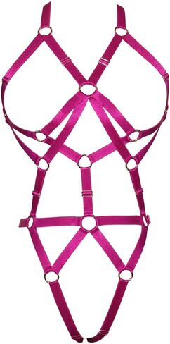 Women Body Harness Bra Set: Strappy Lingerie Set, Adjustable Cupless Cage Bra,Eastic Punk Gothic Strap Harness Belt in Kuwait