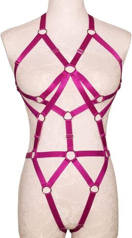 Women Body Harness Bra Set: Strappy Lingerie Set, Adjustable Cupless Cage Bra,Eastic Punk Gothic Strap Harness Belt in Kuwait