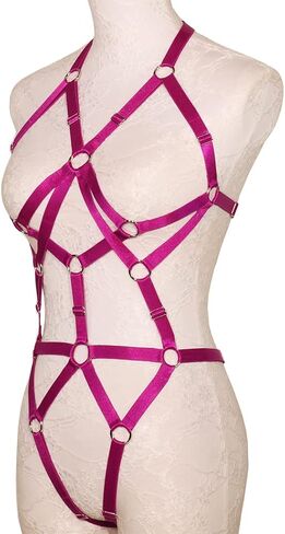 Women Body Harness Bra Set: Strappy Lingerie Set, Adjustable Cupless Cage Bra,Eastic Punk Gothic Strap Harness Belt in Kuwait