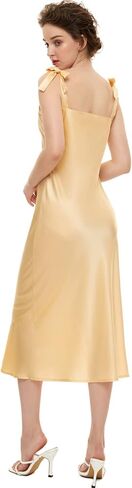 AGO FTYxTRA Real Silk Dress - Luxury 19mm Mulberry Silk,Sexy Wrap Sleeveless Adjustable Slip Midi Bodycon Formal Dress in Kuwait