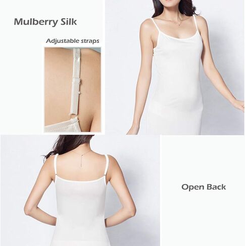 Zylioo Women's Mulberry Silk V-Neck Full Slips Dresses with Split Hem Slim Fit Tank Top Under Dress Nightwear in Saudi Arabia