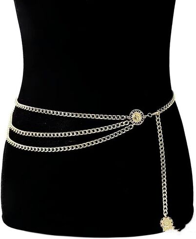 Nieeweiy المرأة طويلة شرابة الخصر سلسلة الخصر حزام متعدد الطبقات الجسم البطن سلسلة لفستان in Kuwait