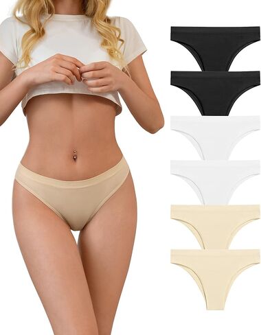 SHARICCA Seamless Bikini Underwear for Women Super Stretch Sexy Low Rise Cheeky Panties Soft Comfort Hipster Pack in Saudi Arabia
