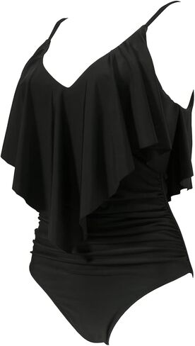 SUUKSESS Women Slimming Ruffle One Piece Swimsuits Ruched Tummy Control Bathing Suits in Kuwait