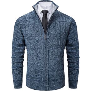 Vcansion Men's Slim Fit Full Zip Up Stand Collar Casual Knitted Sweaters Cardigan with Pockets