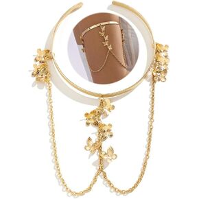 Bethynas Punk Chain Tassel Upper Arm Cuff Cute Butterfly Disc Shell Star Coin Leaf Charm Pendant Arm Bracelet Bangle Open Greek Armlet Beach Wedding Prom Party Accessories for Women and Girls