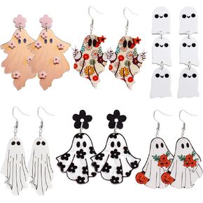 أقراط الهالوين للنساء أقراط الهالوين أقراط متدلية للعطلات أقراط بو جوست أقراط زهرة بونمبكين قزحية الألوان مجوهرات الهالوين هدايا الهالوين 6 أزواج in Kuwait