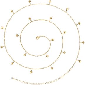 KissYan Bikini Body Chains for Women, 14K Gold Adjustable Sexy Waist Chain Summer Beach Colorful Cuban Link Pearl Evil Eyes Belly Chain Handmade Jewelry