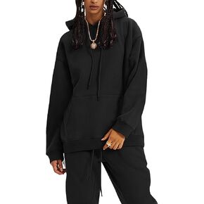 Flygo Womens Sweatsuit 2 Piece Outfits Fleece Oversized Pullover Hoodie Sweatshirt Jogger Sweatpants Y2K Tracksuit Set