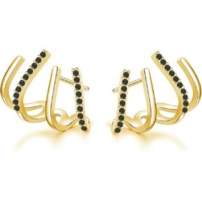 SLUYNZ Solid 925 Sterling Silver Claw Earrings Huggie for Wome Half Hoop Earrings Cuff Earrings Wrap