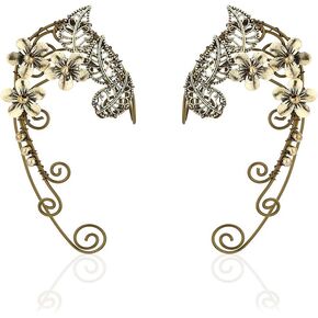 Elf Ear Cuffs for Women, Elven Fairy Earrings Handmade Metal Elf Cuffs Clip Earrings for Fantasy Renaissance Fairy Halloween Costume, Cosplay, Wedding - Yolmina