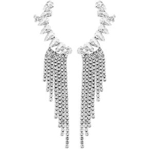 Crystal Leaf Climbers Crawler Jewelry Jacket Earrings Sparkly Zircon Pave Metal Ear Cuff Wrap Clip Stud Earring Climber Top Ear Clip for Women Girls