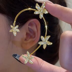 Kenjudess خمر كريستال فراشة زهرة الأذن الأصفاد 2PCS غير مثقوب تألق مثلج خارج حجر الراين فراشة الغضروف متسلق الأذن التفاف حفلة موسيقية مهرجان الأذن مجوهرات للنساء in Kuwait