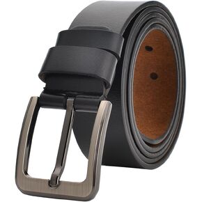VRLEGEND Mens Belts for Jeans Casual Work Dress 34"-62" Men Belt Leather Big and Tall,Black & Brown Color