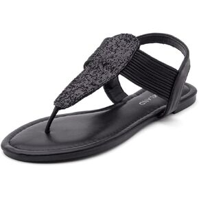 Shoe Land Womens SL-Mona Flat Sandals Open Toe Elastic Strappy String Thong Sandal Ankle Strap Gladiator Summer Shoes