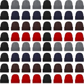 JaGely 64 قطعة من قبعات الشتاء السائبة للجنسين قبعة صغيرة دافئة ومريحة محبوكة مكبلة قبعة جمجمة للنساء والرجال بلا مأوى، 5 ألوان in Kuwait
