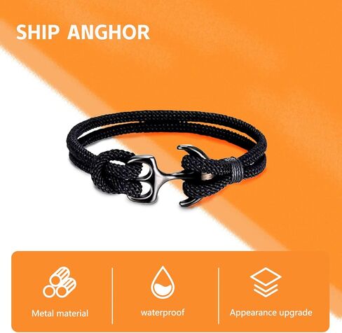 هدايا PINTONIK إلى ابني/صديقي/زوجي/أبي/جدي/أخي/رجل/زوجي مع بطاقات عيد الحب، سوار مرساة قارب للرجال. in Kuwait