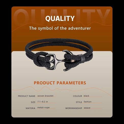 هدايا PINTONIK إلى ابني/صديقي/زوجي/أبي/جدي/أخي/رجل/زوجي مع بطاقات عيد الحب، سوار مرساة قارب للرجال. in Kuwait