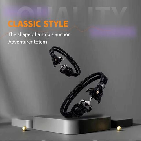 هدايا PINTONIK إلى ابني/صديقي/زوجي/أبي/جدي/أخي/رجل/زوجي مع بطاقات عيد الحب، سوار مرساة قارب للرجال. in Kuwait