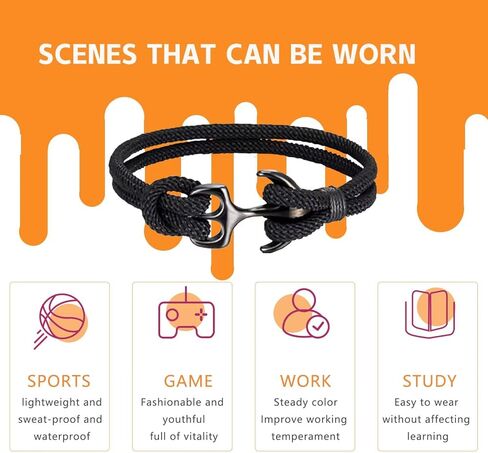 هدايا PINTONIK إلى ابني/صديقي/زوجي/أبي/جدي/أخي/رجل/زوجي مع بطاقات عيد الحب، سوار مرساة قارب للرجال. in Kuwait