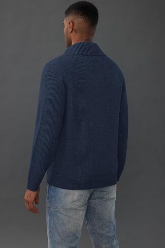 PJ PAUL JONES Men's Full Zip Cardigan Sweaters Unisex Relax Fit Lapel Collar Raglan Sleeve Casual Ribbed Sweater in Kuwait