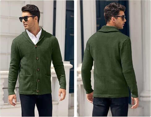 Runcati Mens Shawl Collar Cardigan Sweaters Button Down Cable Knitted Loose Fit Knitwear Open Front Sweaters Winter Outwear in Saudi Arabia