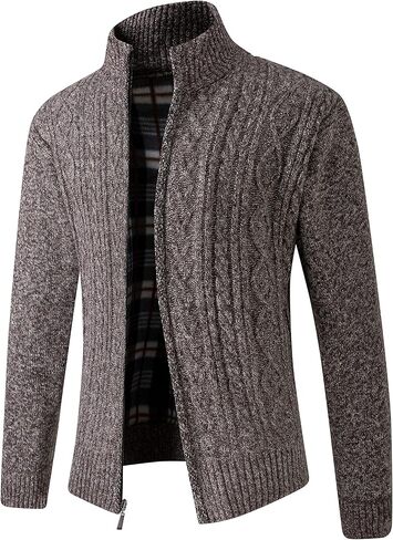 JYG Cardigan Sweaters for Men Full Zip Fleece Lined Slim Fit Knitted Sweater with 2 Front Pockets in Saudi Arabia