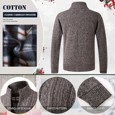 JYG Cardigan Sweaters for Men Full Zip Fleece Lined Slim Fit Knitted Sweater with 2 Front Pockets in Saudi Arabia