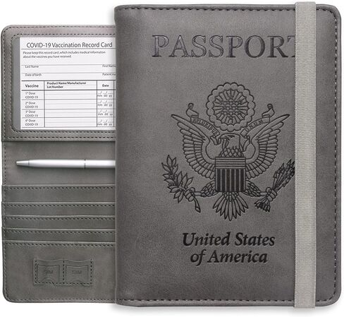 WALNEW Passport Holder and Vaccine Card Holder Combo Travel Wallet RFID Blocking PU leather Case Cover with Vaccine Card Protector Slot (Marble Pink) in Saudi Arabia