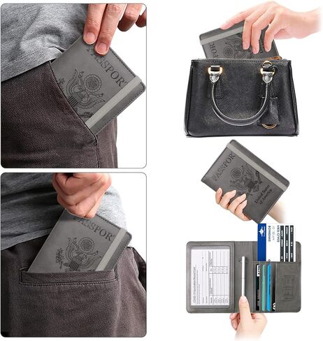 WALNEW Passport Holder and Vaccine Card Holder Combo Travel Wallet RFID Blocking PU leather Case Cover with Vaccine Card Protector Slot (Marble Pink) in Saudi Arabia