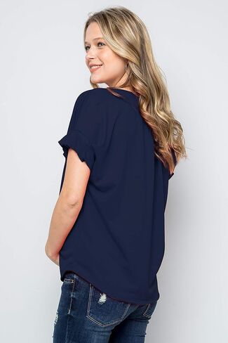My Bump Women's Casual Round Neck Pleat Sleeve Materty Top (Made in USA) in Saudi Arabia
