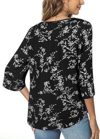Tencole Blouses for Women Dressy 3/4 Ruffle Sleeve Tunic Tops V Neck Casual Shirts in Kuwait