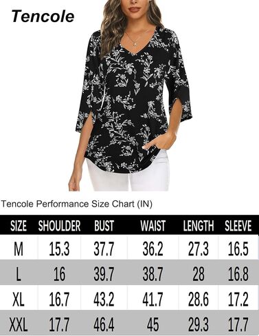 Tencole Blouses for Women Dressy 3/4 Ruffle Sleeve Tunic Tops V Neck Casual Shirts in Kuwait
