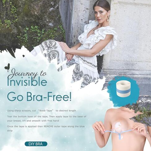 شريط EMOET شفاف، شريط Boobytape لرفع الثدي، شريط دفع شفاف مع 10 قطع من أغطية حلمات يونيكورن، شريط لاصق للجسم حمالة الصدر، شريط غير مرئي تحت الملابس، حمالة صدر غير مرئية للصدر الكبير in Kuwait
