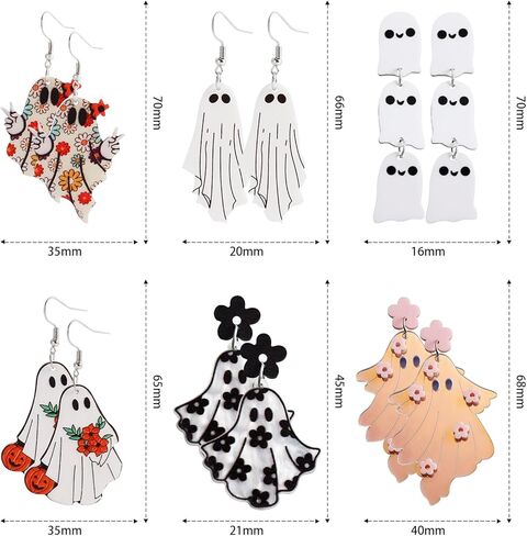 أقراط الهالوين للنساء أقراط الهالوين أقراط متدلية للعطلات أقراط بو جوست أقراط زهرة بونمبكين قزحية الألوان مجوهرات الهالوين هدايا الهالوين 6 أزواج in Kuwait