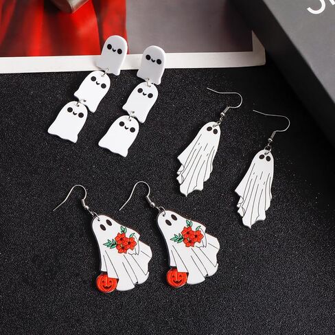 أقراط الهالوين للنساء أقراط الهالوين أقراط متدلية للعطلات أقراط بو جوست أقراط زهرة بونمبكين قزحية الألوان مجوهرات الهالوين هدايا الهالوين 6 أزواج in Kuwait