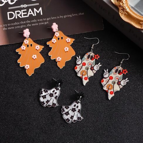 أقراط الهالوين للنساء أقراط الهالوين أقراط متدلية للعطلات أقراط بو جوست أقراط زهرة بونمبكين قزحية الألوان مجوهرات الهالوين هدايا الهالوين 6 أزواج in Kuwait