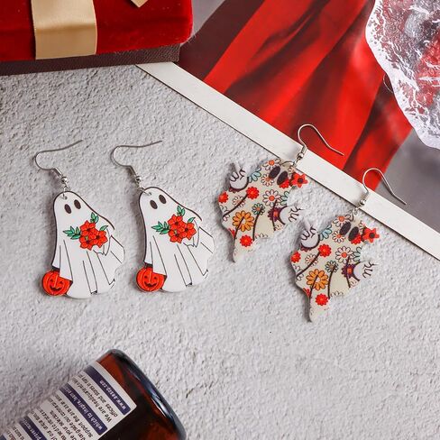 أقراط الهالوين للنساء أقراط الهالوين أقراط متدلية للعطلات أقراط بو جوست أقراط زهرة بونمبكين قزحية الألوان مجوهرات الهالوين هدايا الهالوين 6 أزواج in Kuwait