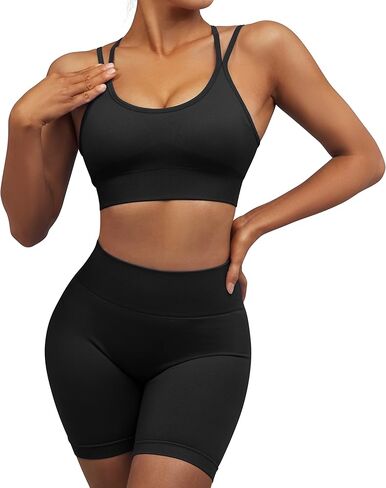 RUUHEE مجموعات تجريب للنساء سلس 2 قطعة ملابس حزام حمالة صدر رياضية مطابقة طماق اليوغا الصالة الرياضية أكتيفيوير in Kuwait