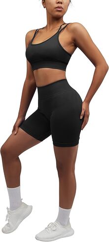 RUUHEE مجموعات تجريب للنساء سلس 2 قطعة ملابس حزام حمالة صدر رياضية مطابقة طماق اليوغا الصالة الرياضية أكتيفيوير in Kuwait