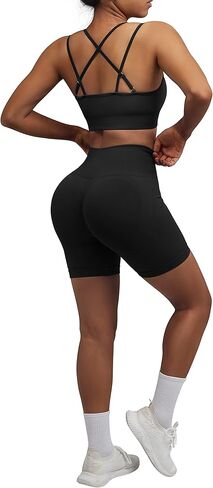 RUUHEE مجموعات تجريب للنساء سلس 2 قطعة ملابس حزام حمالة صدر رياضية مطابقة طماق اليوغا الصالة الرياضية أكتيفيوير in Kuwait