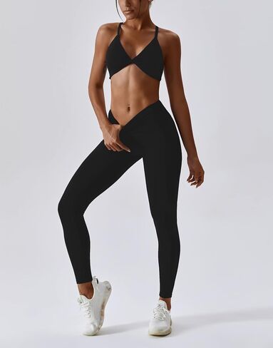 ABOCIW Workout Sets for Women Twist Front Halter Sports Bras High Waist Legging 2 Piece Exercise Gym Yoga Outfit in Kuwait