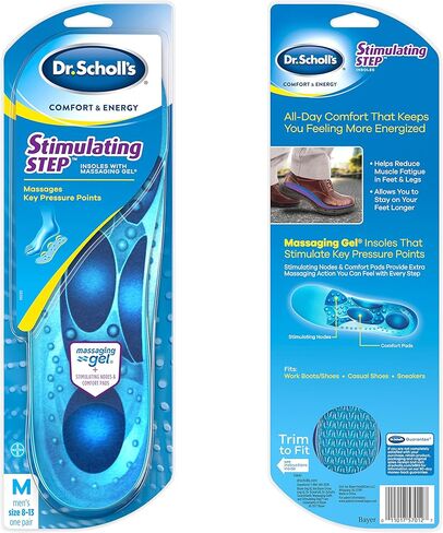 Dr. Scholl's Stimulating Step Insoles with Massaging Gel Plus Stimulating Nodes, Unisex 1 Pair in Saudi Arabia