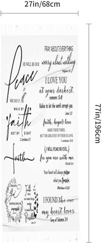 Special Gifts for Her,White Inspirational Vinyl Bible Verse Christian Prayer Tassel Pashmina Shawls and Wraps in Kuwait