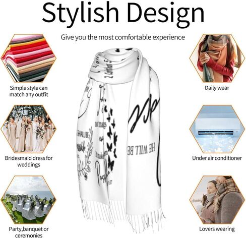 Special Gifts for Her,White Inspirational Vinyl Bible Verse Christian Prayer Tassel Pashmina Shawls and Wraps in Kuwait