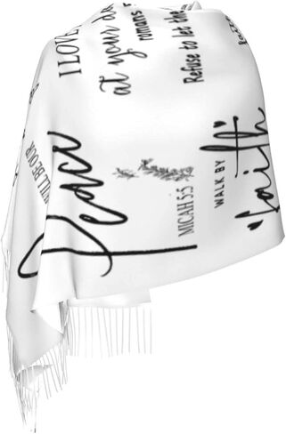 Special Gifts for Her,White Inspirational Vinyl Bible Verse Christian Prayer Tassel Pashmina Shawls and Wraps in Kuwait