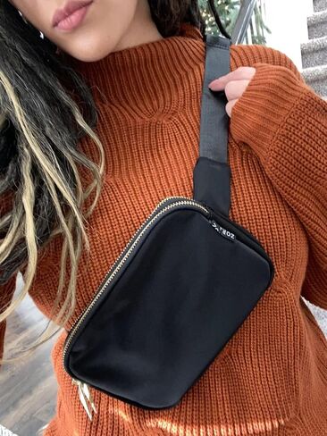 حقيبة حزام ZORFIN للنساء والرجال، حقائب فاني عصرية تمر بالجسم للنساء والرجال مع حزام قابل للتعديل للتسوق/الكاجوال/الجري (أسود) in Kuwait