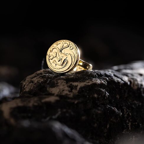 خاتم التنين هاوس كينج فيسيريس سيجيل كريست ثلاثي الرؤوس اكسسوار تنكري نسخة طبق الاصل مجوهرات للرجال، معدن غير ثمين، بدون احجار كريمة, معدن, لا أحجار كريمة in Kuwait